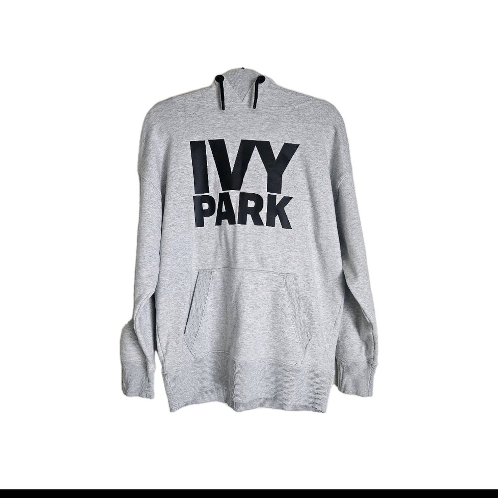 Ivy Park Grey Black Bold Logo Athletic Oversize Sweatshirt Hoodie Top Women's XS
